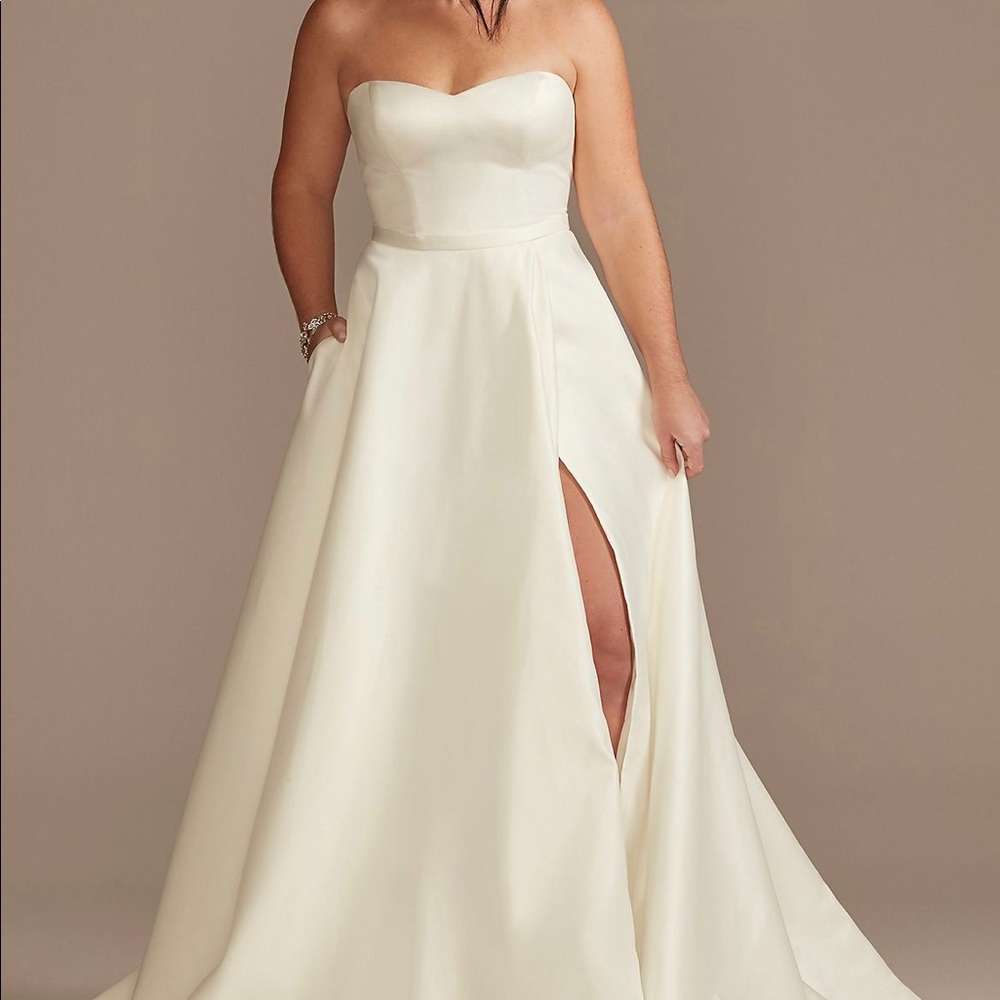 David’s Bridal Strapless Dress with Slit